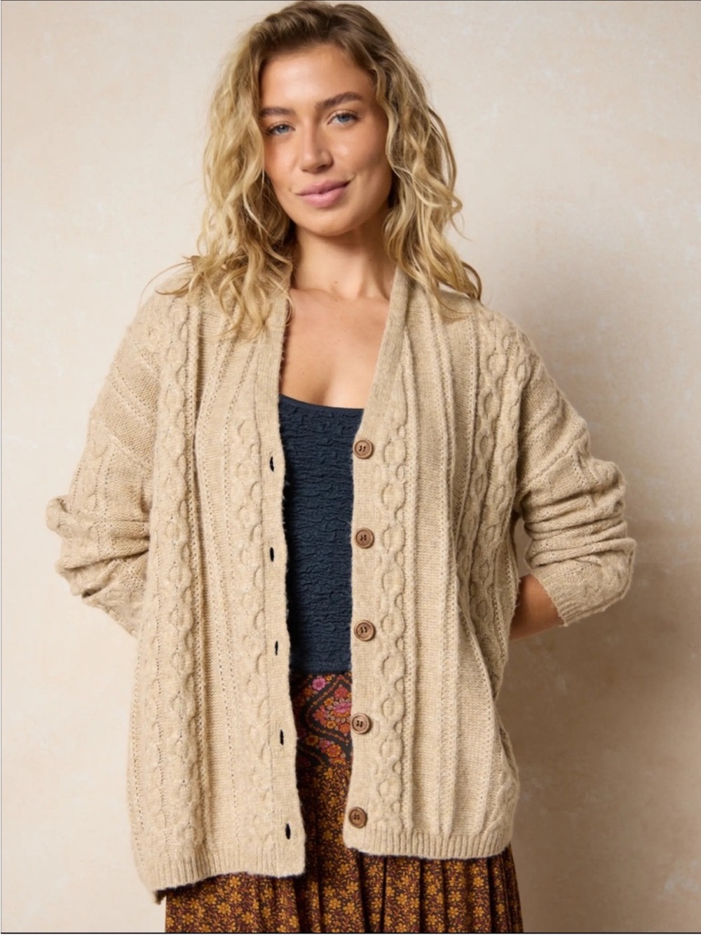 Natural Life So Soft Grandpa Cardigan - Tan - XS/S NEW WITHOUT TAGS NWOT